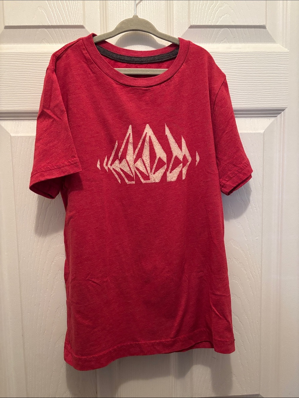 Volcom Red Short Sleeve Tee with White Geometric Logo